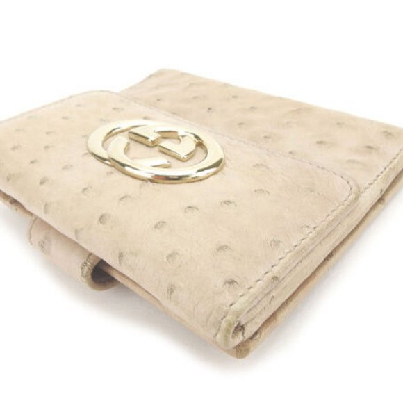 Gucci Wallet Purse Interlocking Beige Gold Woman Authentic Used Y4191 - Picture 3 of 6